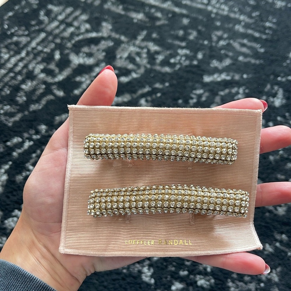 Loeffler Randall Diamante Hair Clip Gold Sparkle